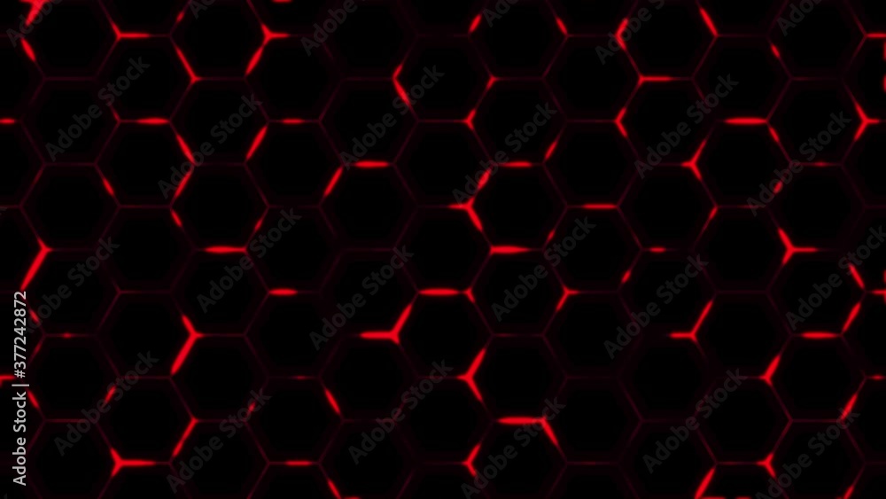 Futuristic surface concept with hexagons. Trendy sci-fi technology background with hexagonal pattern. Seamless loop.