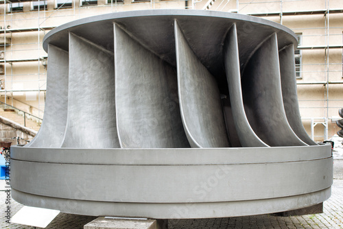 A Francis hydro turbine. Renewable energy. photo