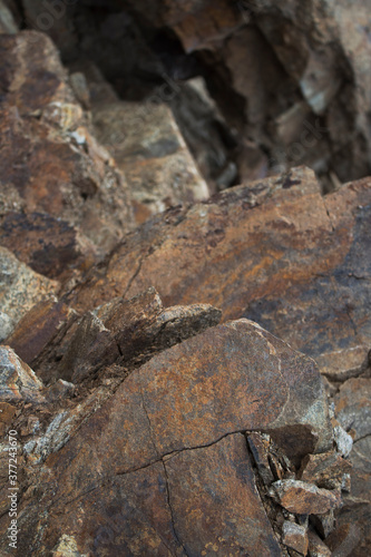 Brown stones background. Grunge stones landscape.