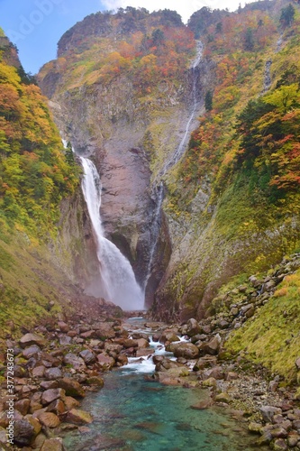 秋景色　立山連峰 称名滝