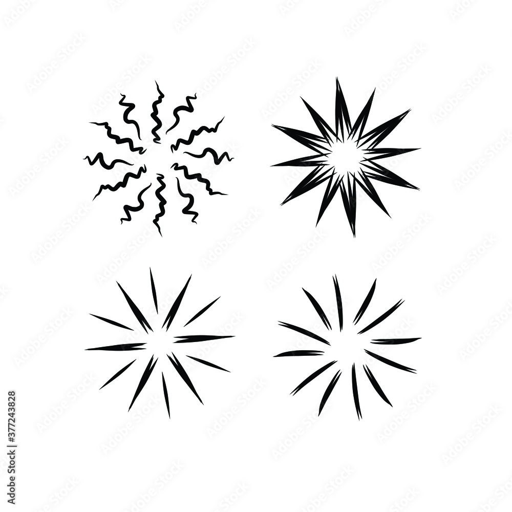 Obraz premium Set of sunbursts, explosion effects, vintage doodles isolated on white background EPS Vector