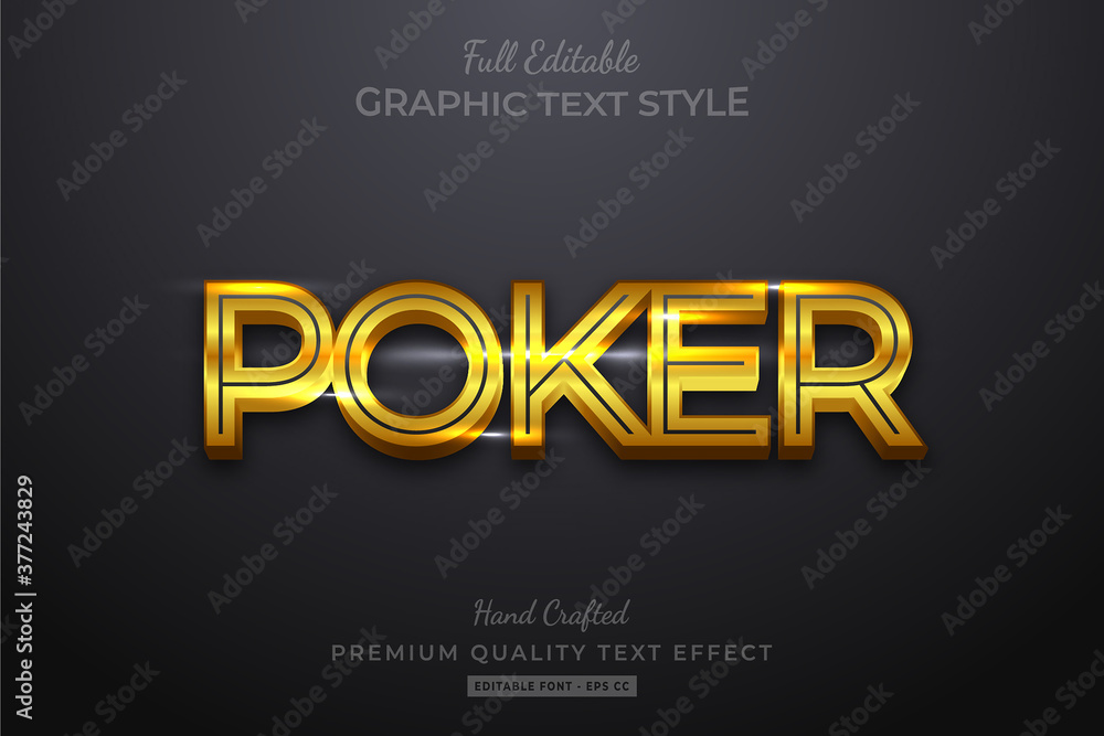 Gold Poker Editable 3D Text Style Effect Premium