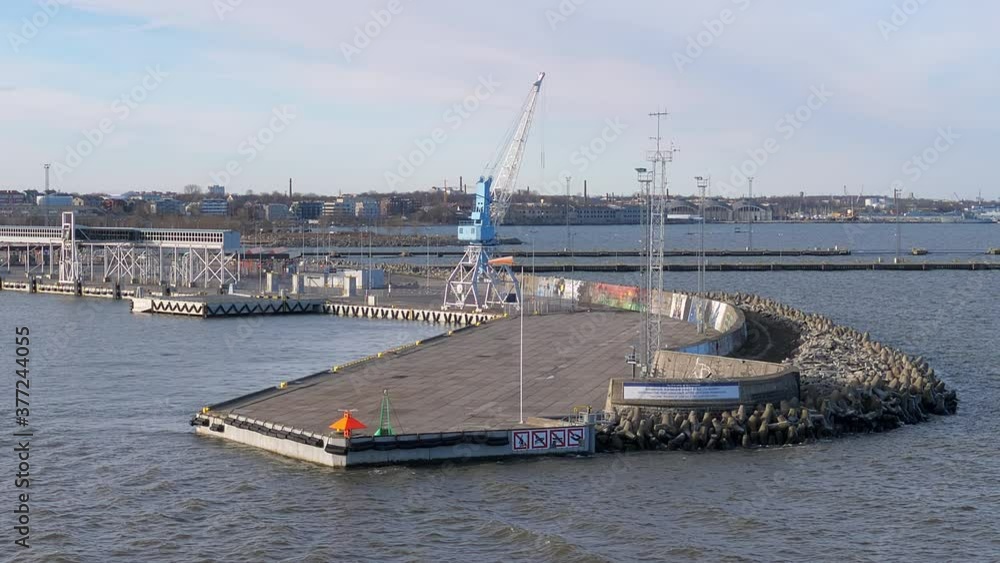 A departing ship from the port of Tallinn in Estonia A departing ship from the port of Tallinn in Estonia