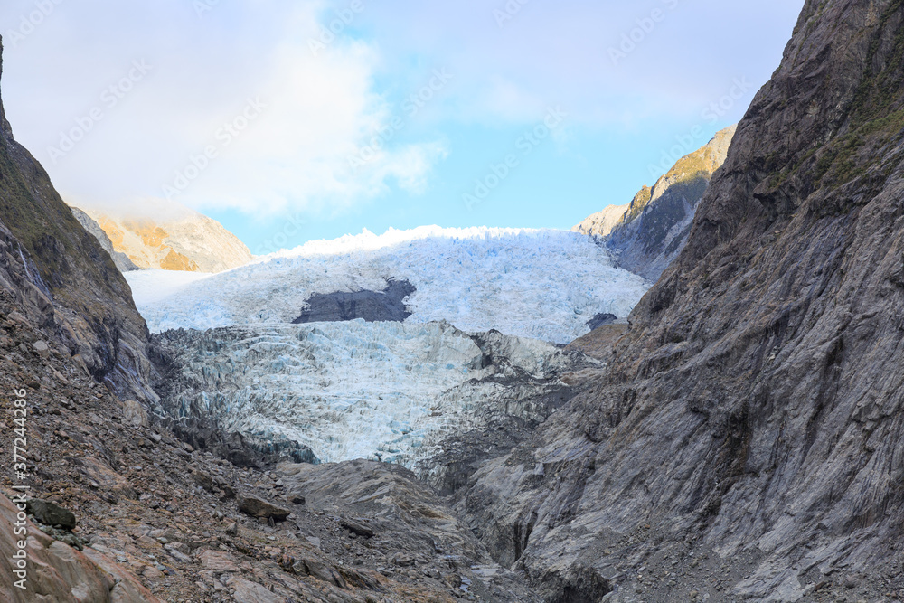 Scenic landscape at Franz Josef Glacier, located in Westland Tai Poutini National Park on the West Coast of New Zealand.