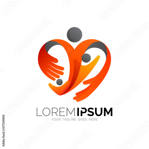 love and family icon template, Love care logo and people icon
