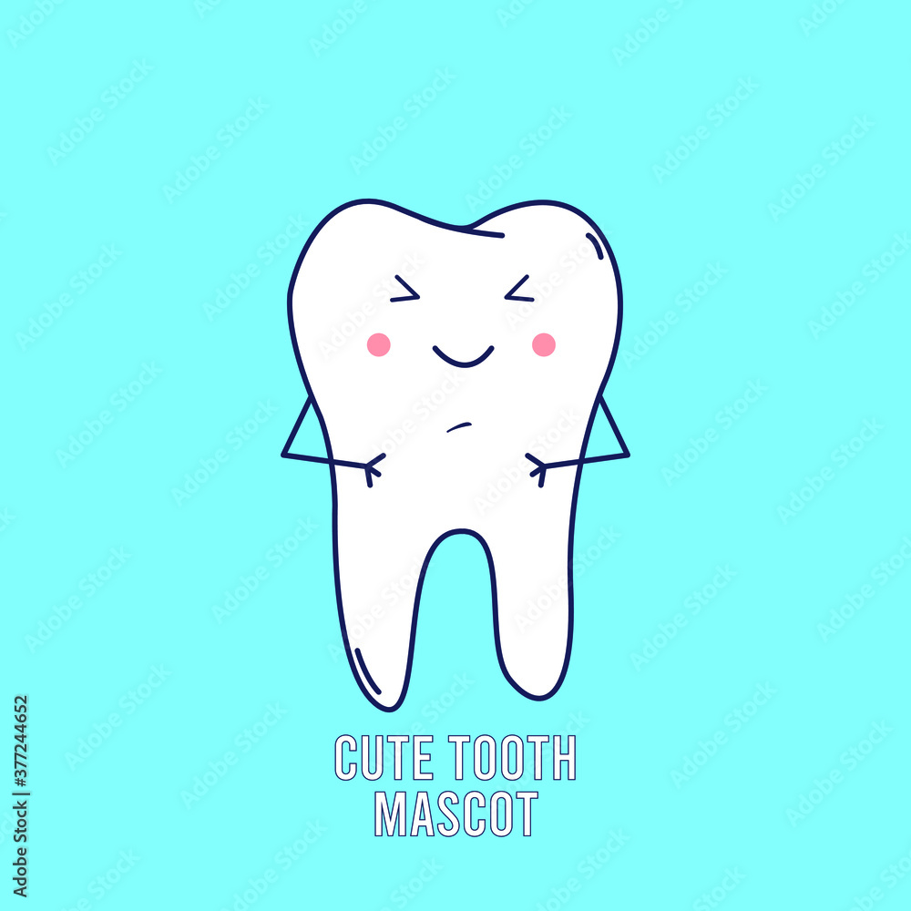 Cute tooth mascot winking and holind toothbrush on blue background EPS Vector Cute tooth mascot winking and holind toothbrush on blue background EPS Vector