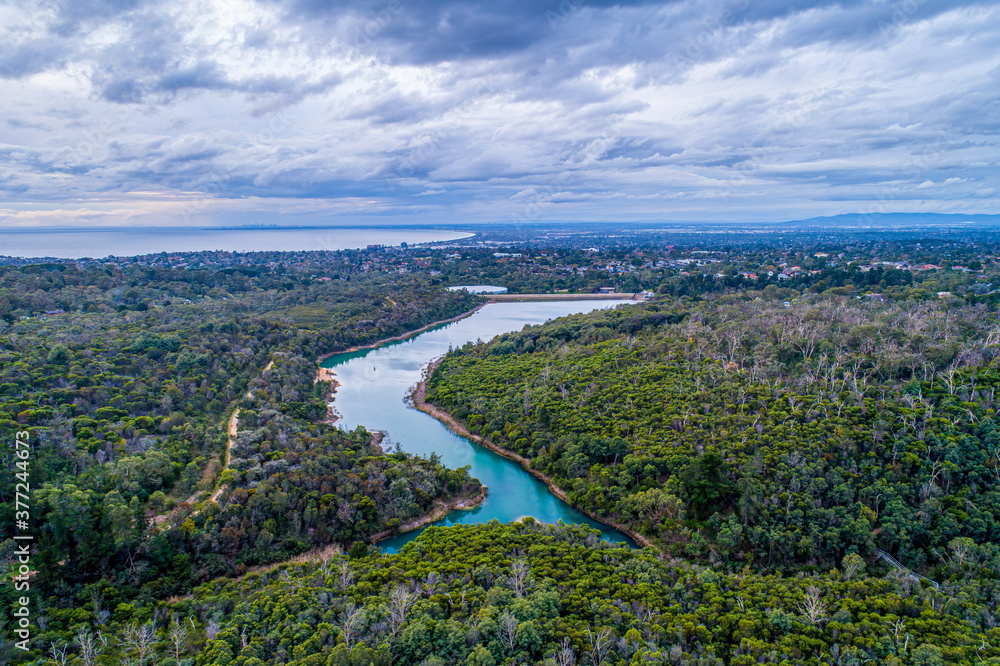 Aerial view of Frankston Reservoir in Melbourne, Australia
