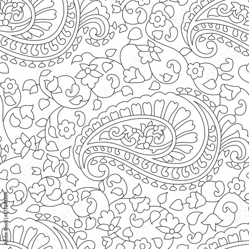 traditional Indian paisley pattern on outline 