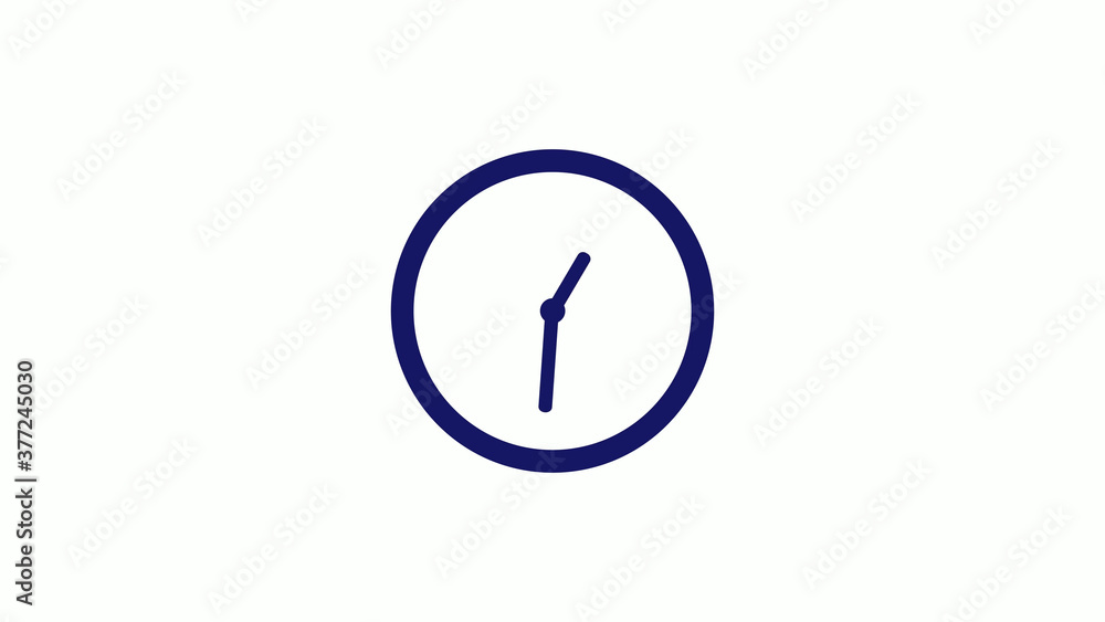 Amazing blue dark 12 hours counting down clock icon on white background,clock icon