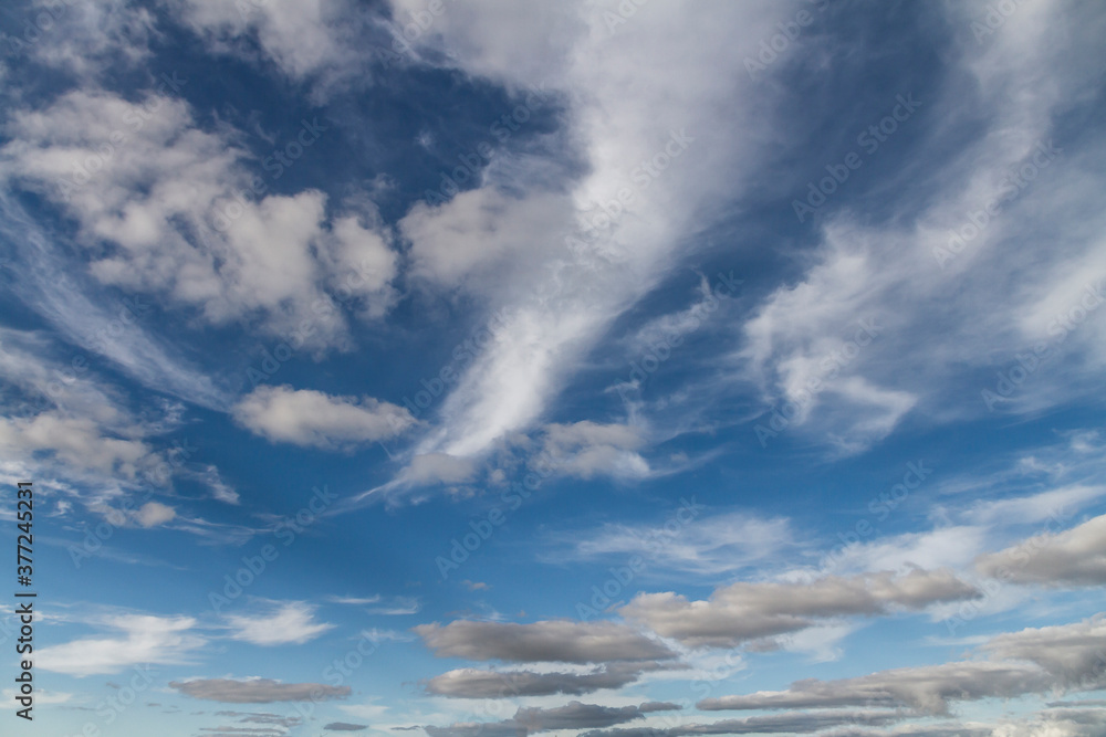 A big blue sky with a variety of clouds. A big blue sky with a variety of clouds.