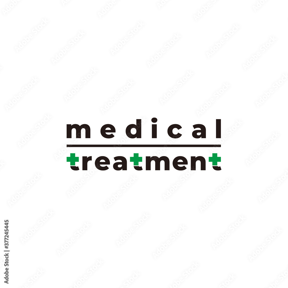 text medical treatment plus symbol decoration vector