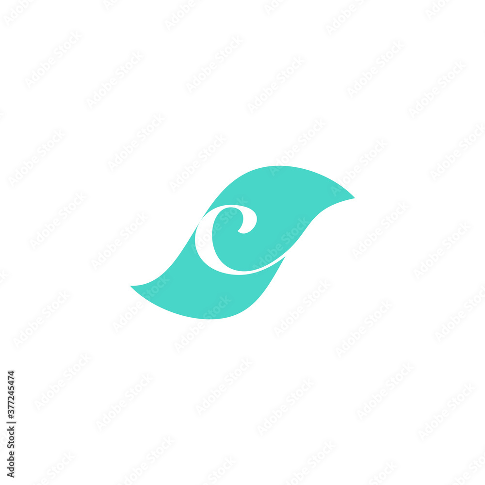 letter c curves blue wavy shape symbol logo vector letter c curves blue wavy shape symbol logo vector