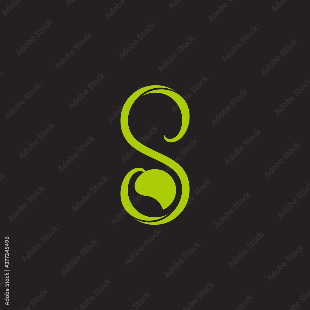 curves geometric leaf letter s logo vector curves geometric leaf letter s logo vector
