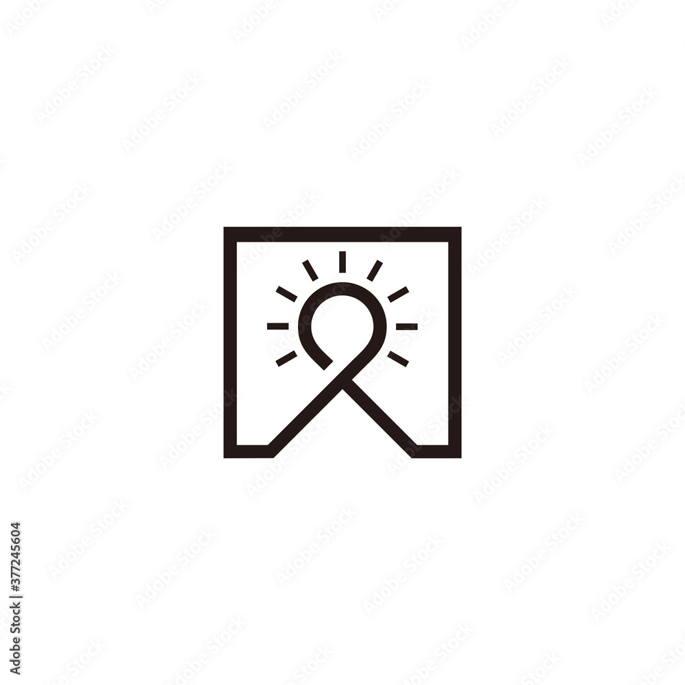 mountain sun symbol geometric line icon logo vector mountain sun symbol geometric line icon logo vector