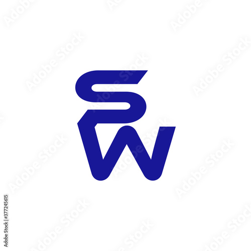 letter sw simple linked lines art logo vector