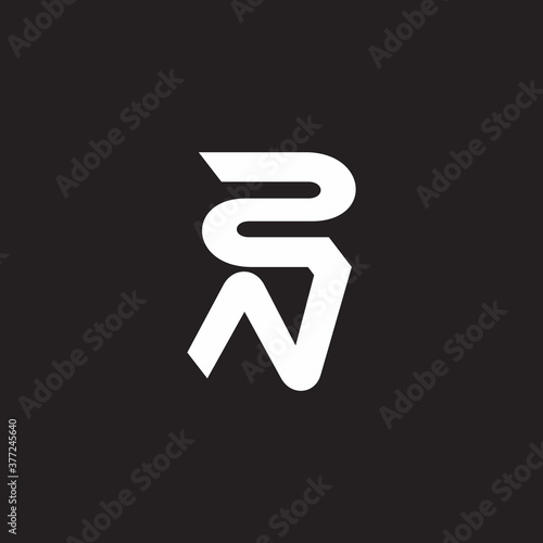 abstract letter rn linked lines simple geometric logo vector