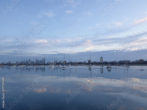 The view of the city of Melbourne from St Kilda  Australia