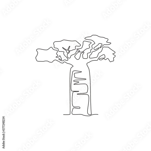 Fotografija Single one line drawing of beauty and exotic baobab tree