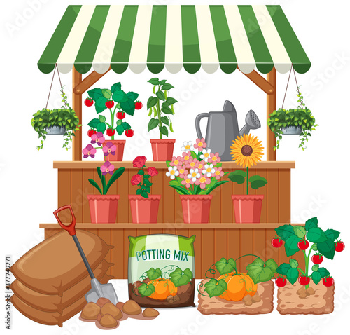 Isolated flower shop on white background
