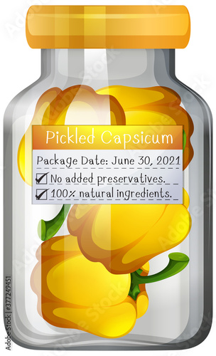 Pickled capsicum preserve in glass jar