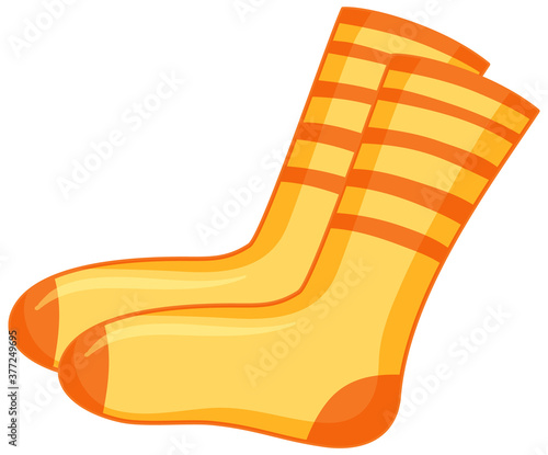 Yellow socks cartoon style isolated on white background
