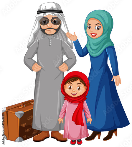 Arab family wearing arab costume character