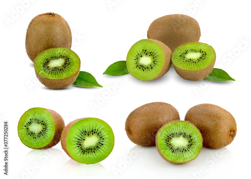 fresh kiwi fruit on white background