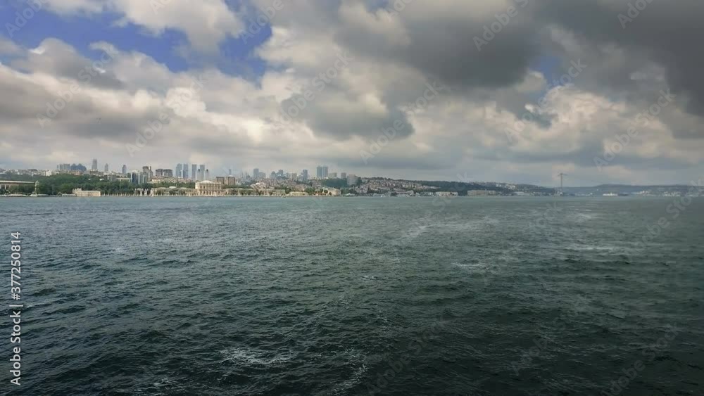 Panoramic view of Istanbul Bosphorus strait with Bridge and Cityscape at background Panoramic view of Istanbul Bosphorus strait with Bridge and Cityscape at background