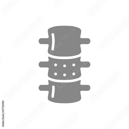 Intervertebral hernia grey icon. Ankylosing spondylitis symbol
