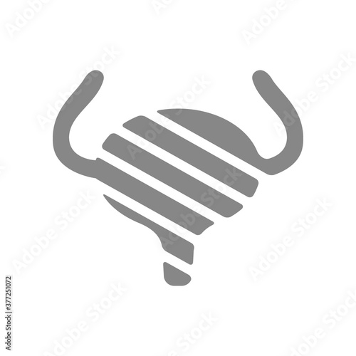 Sore human urinary bladder gray icon. Hyperactive bladder, cystitis symbol