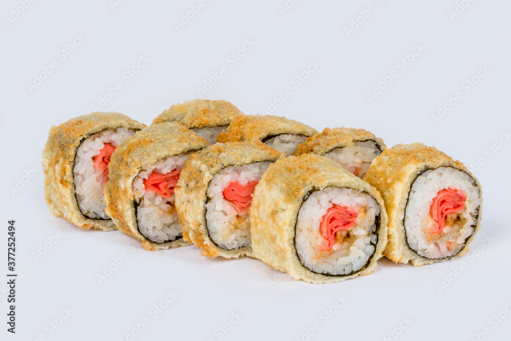 Rolls shot on a white background side view Rolls shot on a white background side view