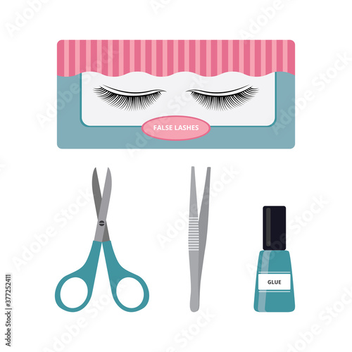 False lashes and application tools set - beauty fake eyelashes
