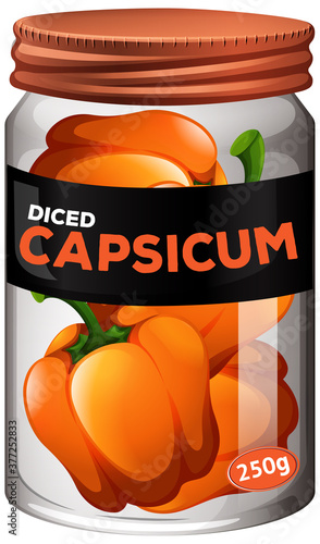 Capsicum preserve in glass jar