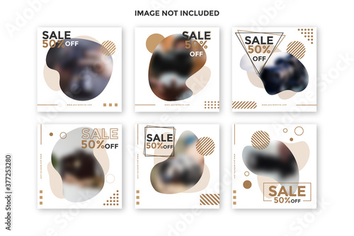 Set of modern sale instagram post banner collection.social media posts templates.fully editable instagram and facebook square post frame puzzle organic sale post.social media template