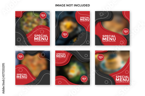 Set of culinary sale instagram post banner collection.social media posts templates.fully editable instagram and facebook square post frame puzzle organic sale post.social media template