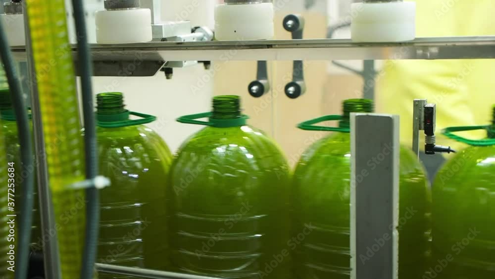 Oil bottling process in an agricultural mill Selective focus. Agricultural concept. Oil bottling process in an agricultural mill Selective focus. Agricultural concept.