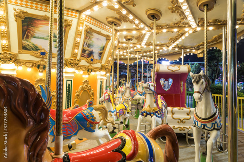 A merry-go-round at an amusement park