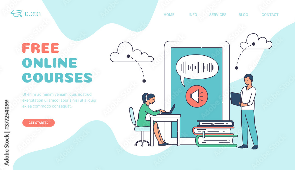 Modern illustration of the concept of online education for web design. Modern illustration of the concept of online education for web design.