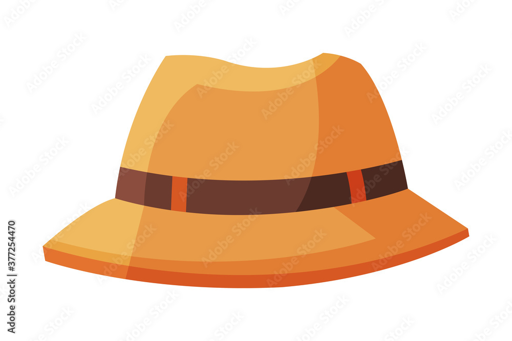 Summer Male Hat, Traveling and Tourism Accessory Vector Illustration on White Background Summer Male Hat, Traveling and Tourism Accessory Vector Illustration on White Background