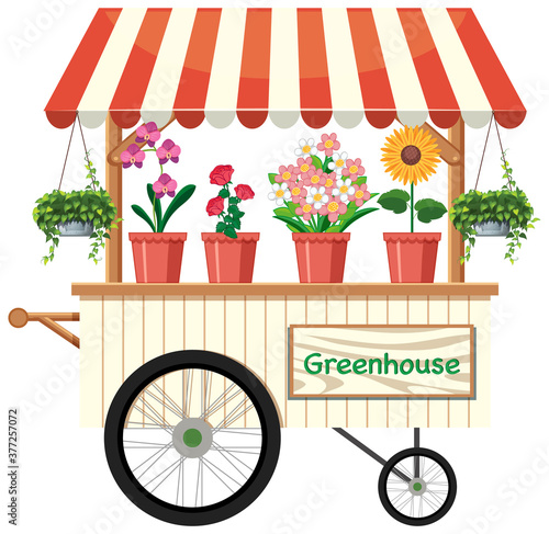 Isolated flower vendor cart