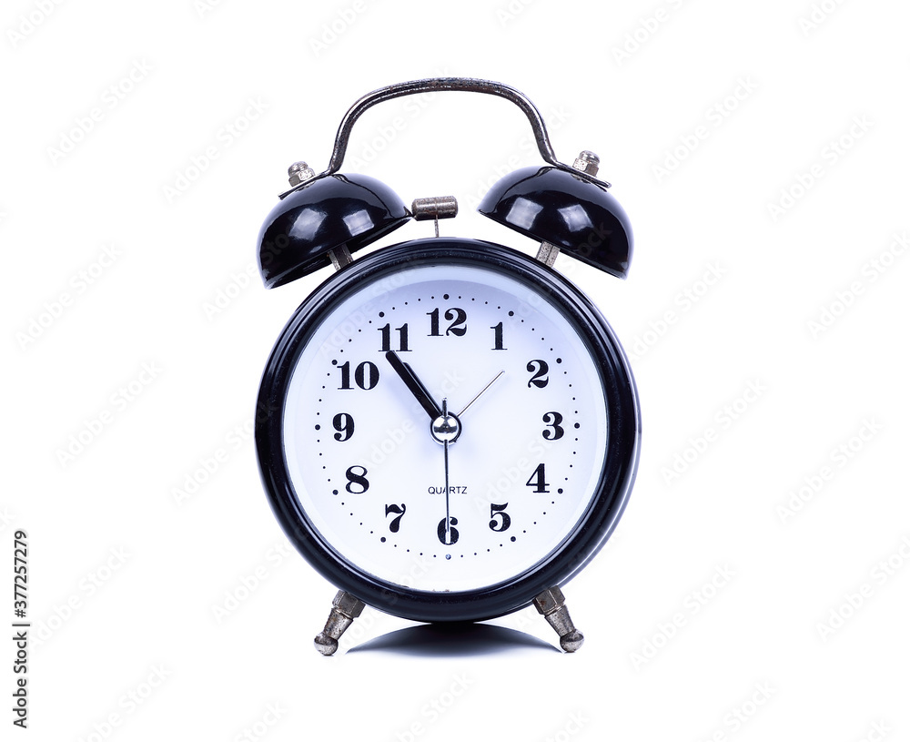 Classic black table clock isolated on a white background Classic black table clock isolated on a white background