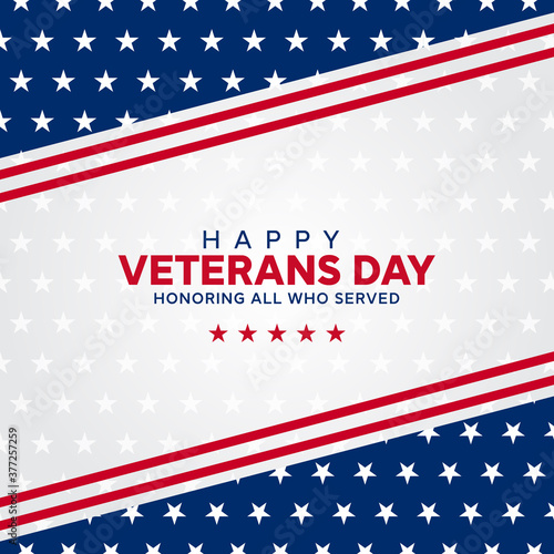 Happy Veterans Day poster. honoring all who served simple clean poster in white star background