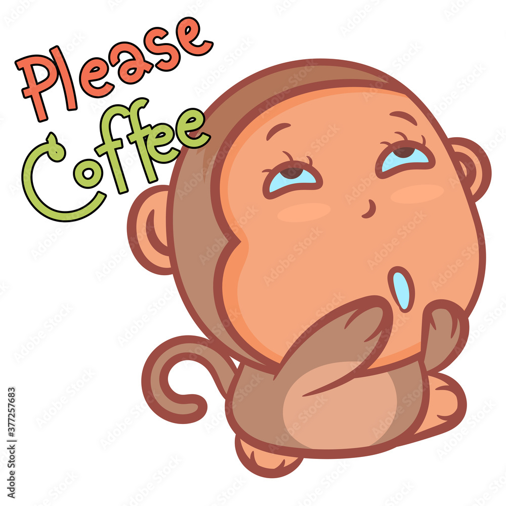 Cute monkey cartoon with coffee scene vector concept on a white background Cute monkey cartoon with coffee scene vector concept on a white background