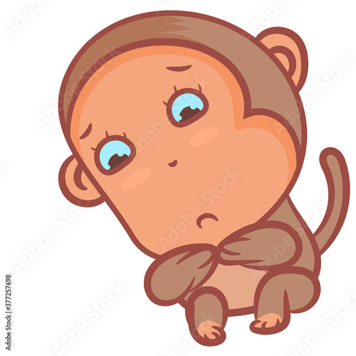 Little  monkey sadly gesture vector concept sticker background