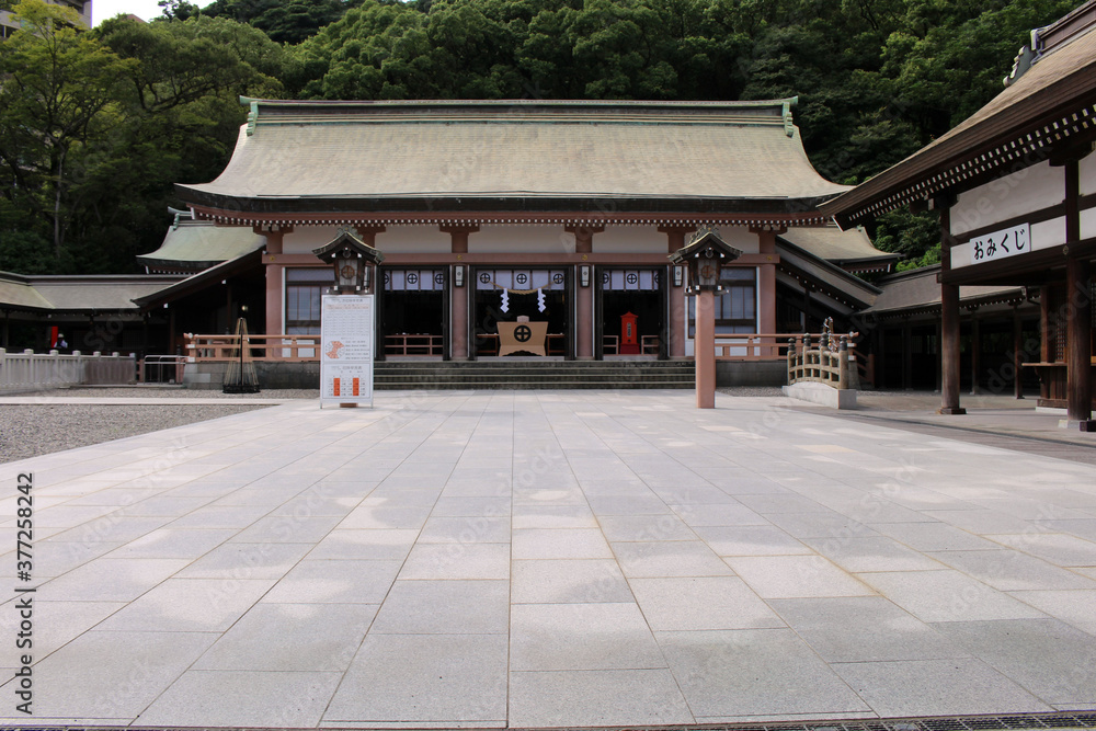 Main temple of Terukuni Jinja Shrine in Kagoshima.