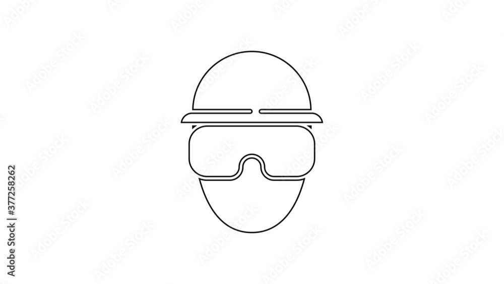 Black line Special forces soldier icon isolated on white background. Army and police symbol of defense. 4K Video motion graphic animation. Black line Special forces soldier icon isolated on white background. Army and police symbol of defense. 4K Video motion graphic animation.