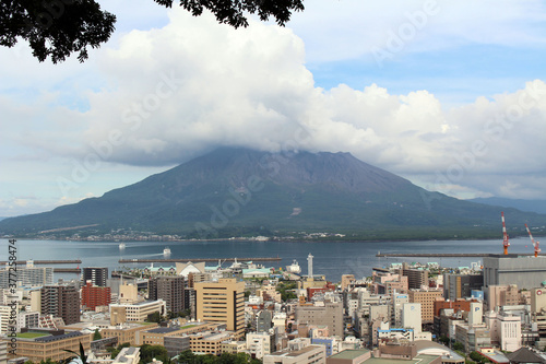 Sakurajima of Kagoshima, view from Mount Shiroyama in daytime