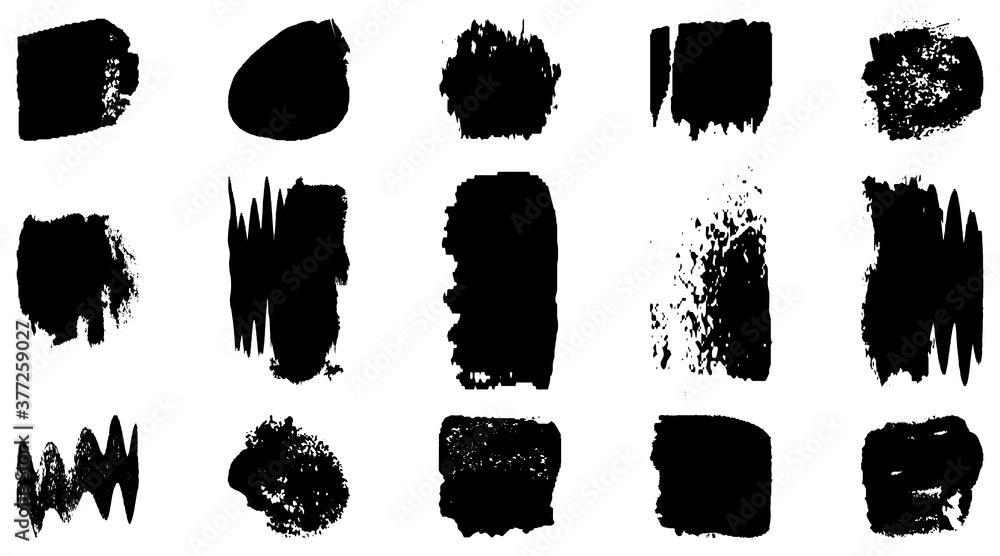 Vector grunge brush, spots. Abstract brush strokes with a dry brush. Large set of ink blots. Black backdrops, patterns on white background Vector grunge brush, spots. Abstract brush strokes with a dry brush. Large set of ink blots. Black backdrops, patterns on white background