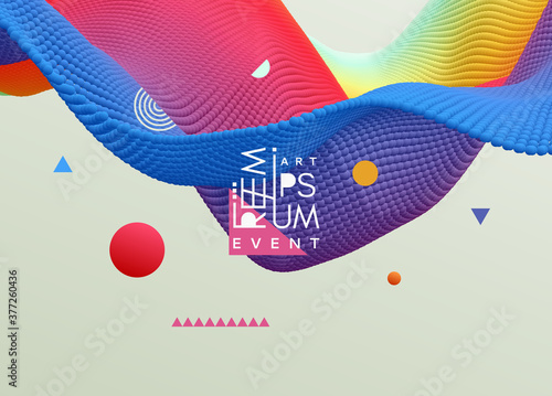 Abstract background with colorful fluid wave. Creative design for banner, flyer, poster, cover or brochure. 3D vector illustration.