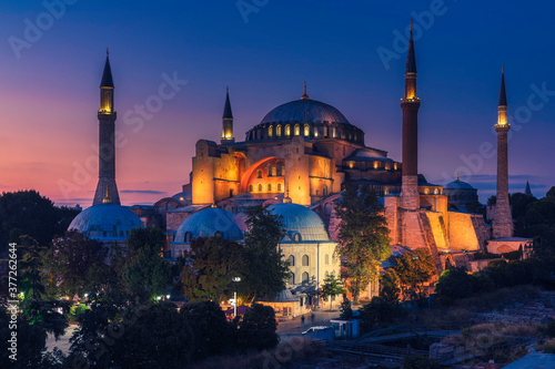 Hagia Sophia at sunset light, Istanbul, Turkey photo